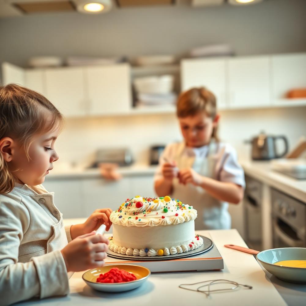 Enfants apprenant à décorer des gâteaux dans un atelier créatif